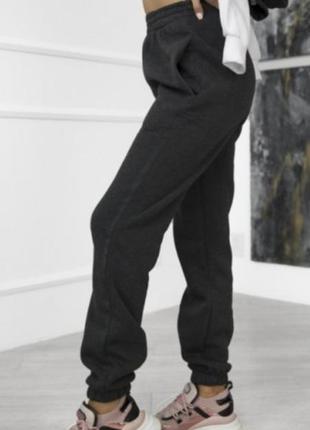 Фирменные трикотажные тёмно-серые брюки джоггеры с начёсом h&m3 фото