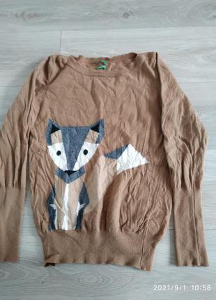 Кашеміровий светр оригінал з лисицею
