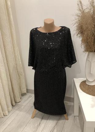 Платье в пайетках блестящее черное чешуйка вечерний блестящий черное платье новый год6 фото