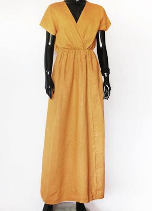 Лляне плаття максі італія 100% льон куркума