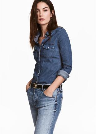 Приталені джинсова сорочка від h&m р-н 34, 40