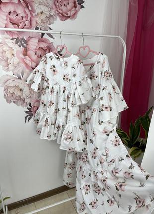 Сукня фемілі лук мама донька з мереживом5 фото