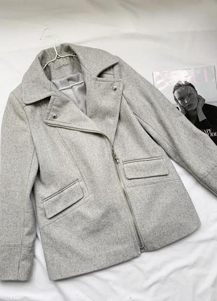 Пальто, косуха, шерстяное, шерсть, серое, оригинал, calvin klein1 фото