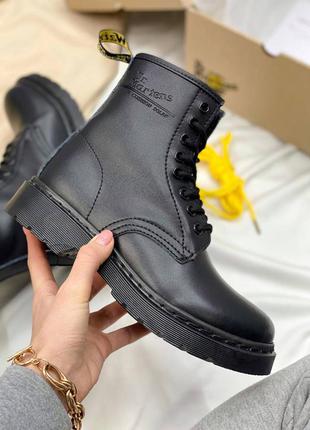 🍁🍂dr martens 1460 total black🍁🖤черевики жіночі доктор мартінс чорні весна-осінь, демісезонні черевики мартинсы