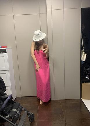 Розовое летнее платье в пол
