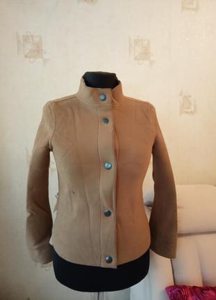 Теплый пиджак, жакет, флис, верблюжий цвет, премиум качество1 фото