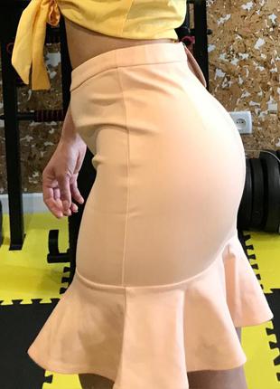 Распродажа персиковая юбка с валанчиком
