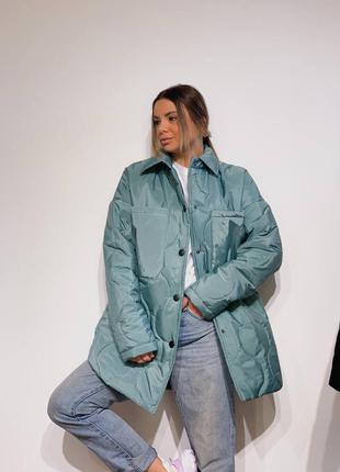 Стьобаний куртка, куртка-сорочка, оверсайз, 4 кольори