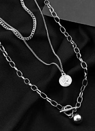 Цепочки набор цепочек 3шт. чокер колье ожерелье панк хип-хоп унисекс