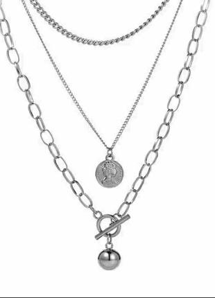 Цепочки набор цепочек 3шт. чокер колье ожерелье панк хип-хоп унисекс