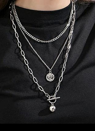 Цепочки набор цепочек 3шт. чокер колье ожерелье панк хип-хоп унисекс