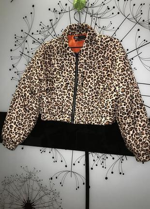 Демисезонная куртка zara размер м принт леопард3 фото