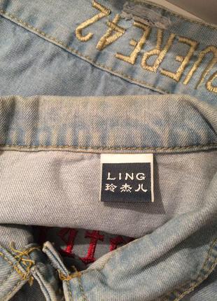 Джинсовка,джинсовая куртка,рваная с надписями,удлинённая потёртая9 фото