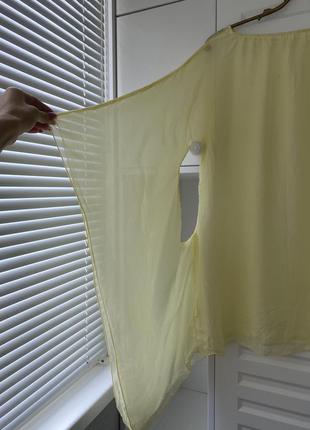 100% шёлк. легкая желтая блуза прозрачная италия3 фото