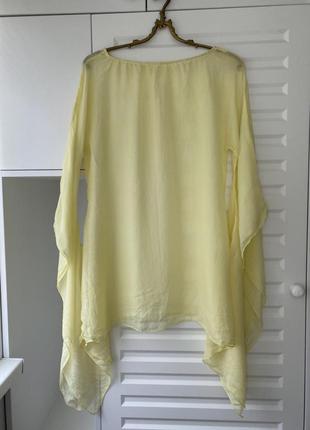 100% шёлк. легкая желтая блуза прозрачная италия2 фото