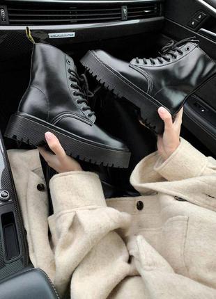 Dr martens jadon mono premium black, ботинки мартинсы женские весна-осень