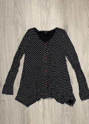 Кофточка в горошек на девочку 12-13 лет на красных пуговках