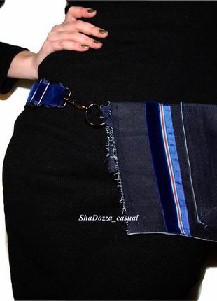 Дизайнерская напоясная сумка-карман  № 1 из джинсовой ткани, кросс боди2 фото