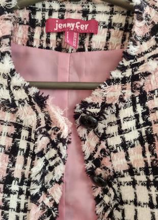 Новий твідовий ділової рожевий / білий / чорний піджак / жакет / накидка jennyfer5 фото