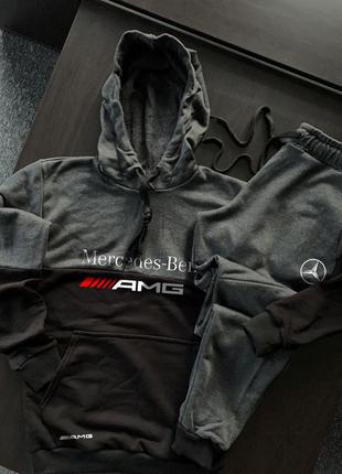 Зимний осенний мужской спортивный трикотажный костюм комплект mercedes