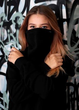 Теплий баф з чорного флісу з затяжками without 8042524