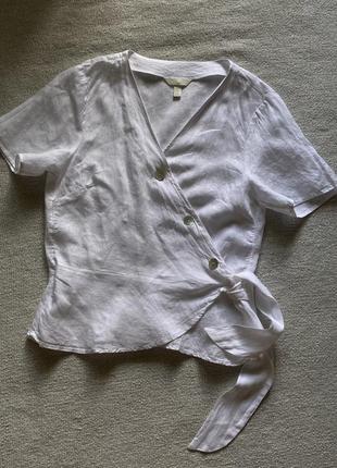 Натуральна лляна білосніжна сорочка h&m3 фото
