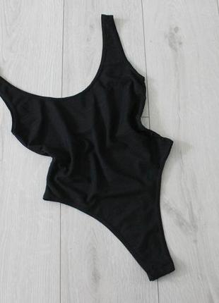 Базовый, черный боди в рубчик missguided