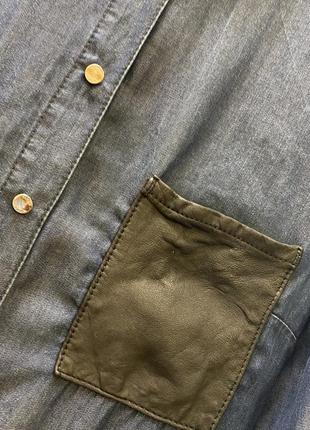 Рубашка джинсовая из лиоцелла с кожаными карманами Tommy hilfiger9 фото