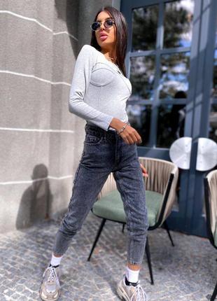 Твои идеальные джинсы мом с завышенной посадкой🖤 самый трендовый оттенок денима🔝🔝7 фото