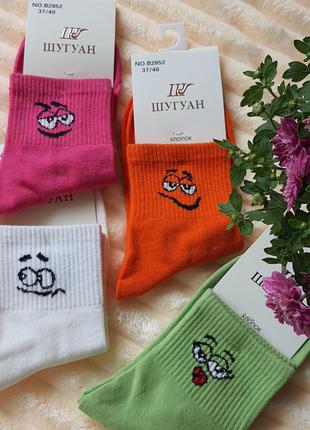 Яскраві жіночі шкарпетки смайлики 37-402 фото