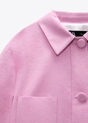 Трендовый новый укороченный пиджак zara розовый кроп пиджак зара5 фото