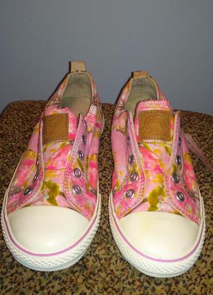Кеды полукеды в цветочный яркий принт стелька20,5см