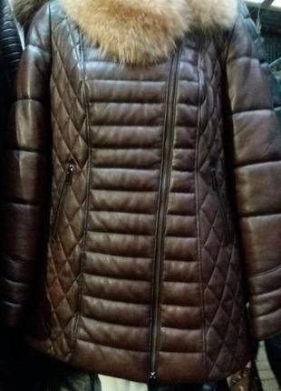Кожаная теплая куртка