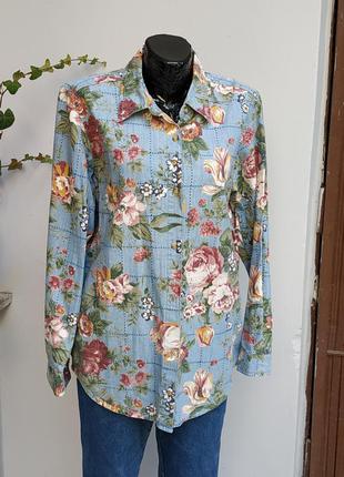 Винтажная блуза рубашка с цветами