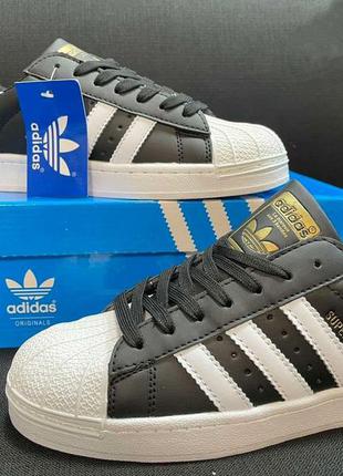 Кроссовки женские adidas superstar кожаные черно-белые4 фото