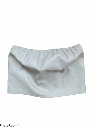 Нюдовый топ с эко-кожи,  бандо