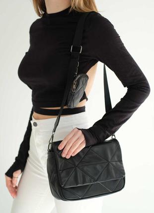 Женская сумка «роуз» черная3 фото