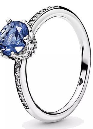 Серебряное кольцо пандора синий большой камень и маленькие камушки серебро проба 925 новое с биркой3 фото