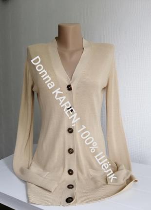 Шелковая кофта из donna karan из 100% шёлка,номерная, р.s,m,xs,8,10,12