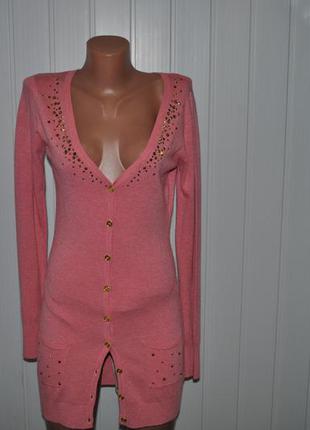 Шикарний рожевий кардиган зі стразами