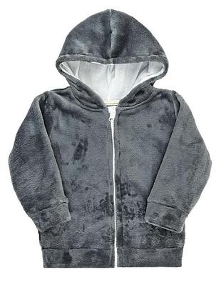 Плюшевая кофта с капюшоном на молнии флиска