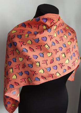 Шелковый плотный подписной оранжевый шарф шаль3 фото