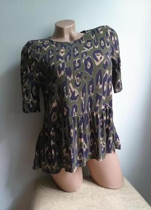 Блуза. туника. топ. футболка с баской. зеленая, сиреневая, хаки.