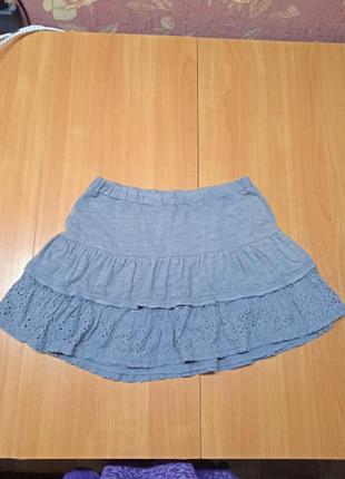 Очаровательная серая трикотажная юбка- шорты 10-12 лет