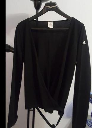 Кофта adidas оригінал джемпер на запах бавовна олімпійка чорна на зав'язках1 фото