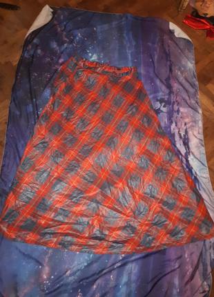 Винтажная юбка макси из плащевки в клетку а-силуэта2 фото