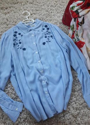 Стильна блуза/сорочка вільний крій з вишивкою ,ovs, p. 40-423 фото