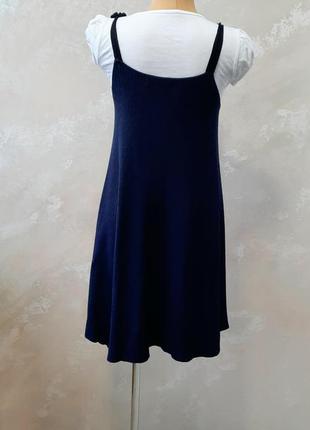 Zara платье сарафан в рубчик цвет синий8 фото