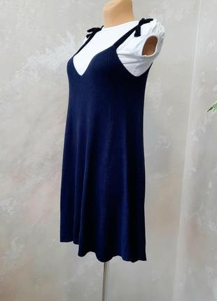Zara платье сарафан в рубчик цвет синий7 фото