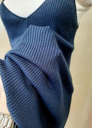 Zara платье сарафан в рубчик цвет синий9 фото